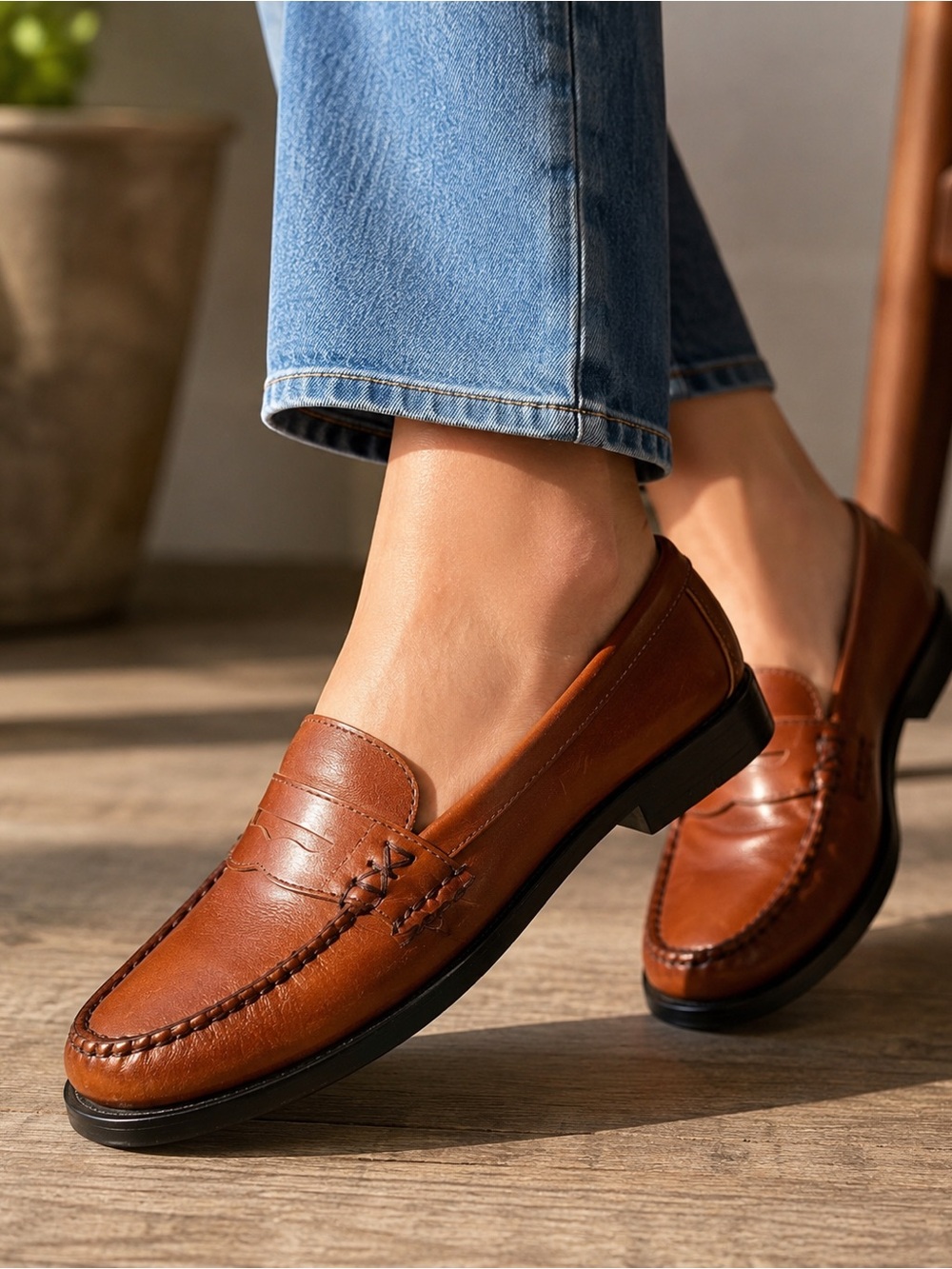 G.H. Bass Weejuns Katherine II Leather Penny Loafers Brown 7.5 Wide
